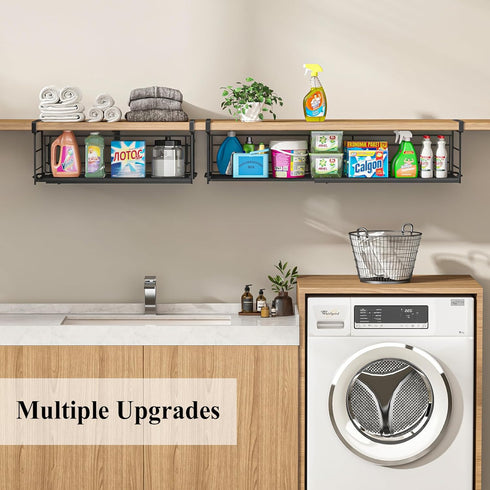 SHINEWON 1 Pack, 5" 10" Expandable Under Cabinet Shelf, Extendable Under Shelf Storage with Removable Wire-Like Back