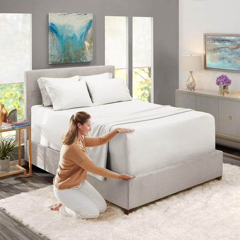 Hearth & Harbor Extra Deep Pocket Queen Sheet Set - 6 Piece Set Fits Mattresses Up to 24 Inches Deep