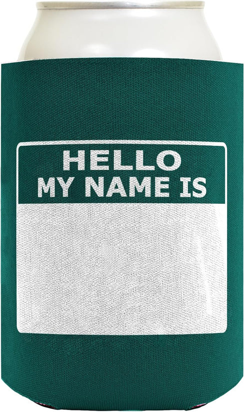 Personalized Can Cooler Hello My Name is Name Tag Set, 6-Pack Can Drink Sleeves and Marker
