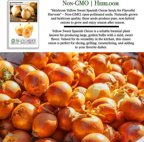 750+ Bulbs, Yellow Sweet Spanish Onion Seeds (Allium cepa) Non-GMO Heirloom Seeds by Islas Garden Seeds, Mild & Sweet