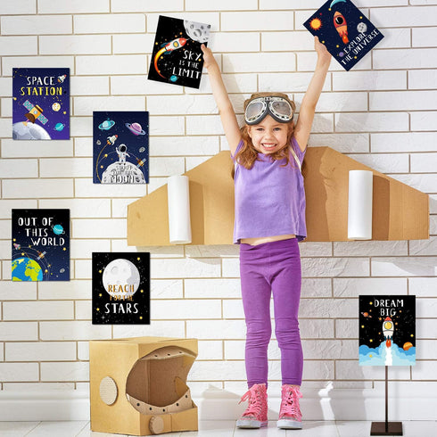 9 8 10 Inch Blulu Pieces Outer Space Decor for Kids Room Boy Bedroom Space Posters x Cute Inspirational Art Decoration