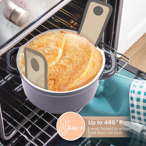 Silicone Bread Sling for Dutch Oven, 2 PCS Non-Stick Reusable Baking Mat with Long Handles for Easy Sourdough Transfer