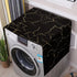 Black Marble Pattern Washing Machine Dryer Top Cover, Dust-Proof Refrigerator Cover with Storage Pockets, Kitchen