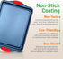 NutriChef Nonstick 3-Piece Baking Pans Set, Carbon Steel Bakeware with Blue Coating and Red Handles