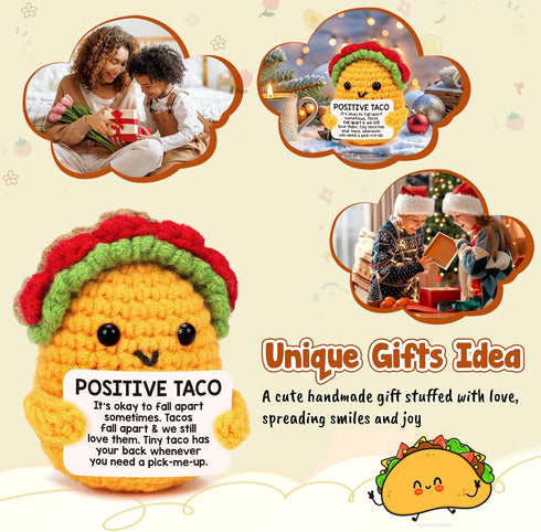 Positive Crochet Taco Birthday Gifts for Women Men Teacher Appreciation Mothers Day Graduation Gift Adult Kids Son Mom