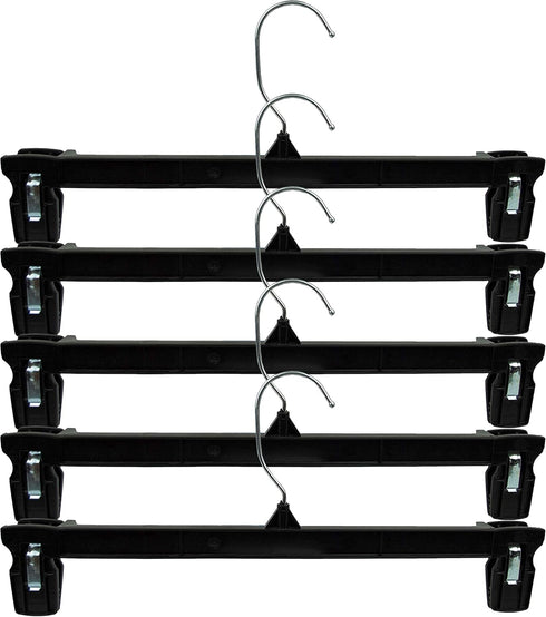 HangOn Recycled Plastic Pants Hangers with Ridged Clips, 12 Inch, Black, 10 Pack
