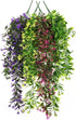 Artificial Flowers Vine, Plastic Hanging Ivy Plants, Fake Vines Grass Garland for Home Garden Decoration - Purple