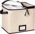 Wine Glass Storage Box with Dividers - Holds 12 Champagne Flute Glasses up to 10" Tall, Durable Quilted Microfiber Bin