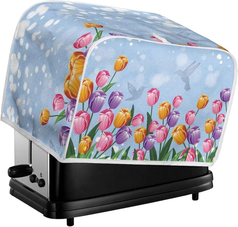 Extra Large Blue Flower Toaster Oven Cover, Quilted 2 Slice Kitchen Small Appliance Cover for Most Standard Toasters