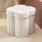 Ornavo Home White Boucle Storage Ottoman Cube Flower-Shaped Footstool with Hidden Storage,