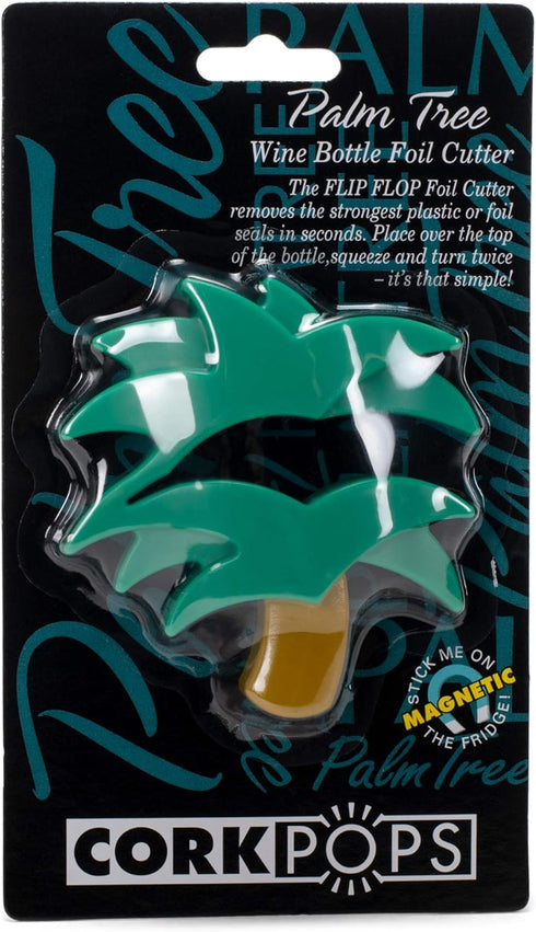 Cork Pops Tropical Palm Tree 4-Blade Refrigerator Magnet Wine Bottle Foil Cutter