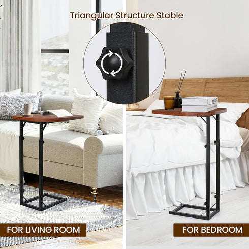 Premium Adjustable C-Shaped End Table for Couch, Mini Side Tables for Sofa, Small Coffee Table with Metal Frame