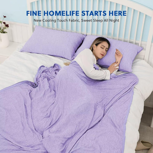 HOMFINE Cooling Blankets for Hot Sleepers - Lightweight Breathable Soft Double Side Blanket for Bed Couch Sofa, Purple,