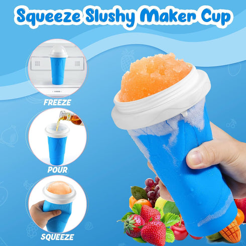 Frozen Slushie Maker Cup, DIY Magic Squeeze Slushy Cups, Portable Smoothies Cups for Juice Milkshake Yogurt Ice Cream