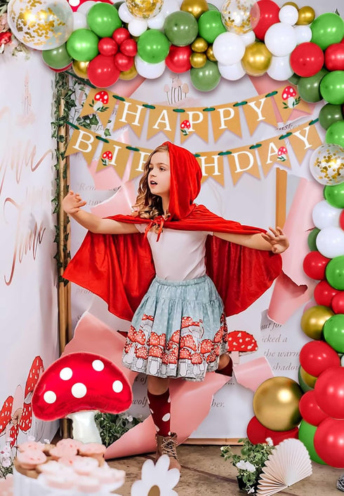 43 JeVenis PCS Mushroom Birthday Banner Party Decoration Mushroom Balloon Garden Party Birthday Banner Fairy Woodland