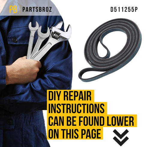 PartsBroz D511255P Cylinder Belt, Compatible with SpeedQueen Washer Dryer, Ultra Durable Replacement