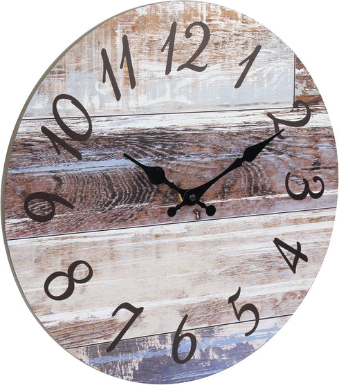 Stonebriar Vintage Farmhouse 14 Inch Round Hanging Wall Clock, Battery Operated