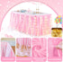 14FT Pink Tulle Table Skirt for Rectangle or Round Tables Ruffle Tulle Tutu Cloth Desk Table Skirt with LED Lights