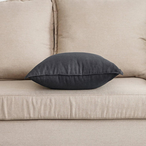 Jeanerlor Cotton Linen Soft Solid Decorative Square Throw Pillow Covers, Dark Grey, 24 x 24 Inch (60 x 60cm)