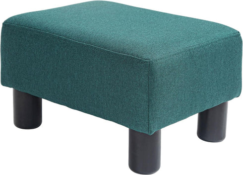 HOMCOM Ottoman Foot Rest, Small Foot Stool with Linen Fabric Upholstery and