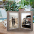 AEVETE 5x7 Double Picture Frames Hinged Wood Folding Frames for Vertically Display, Gray