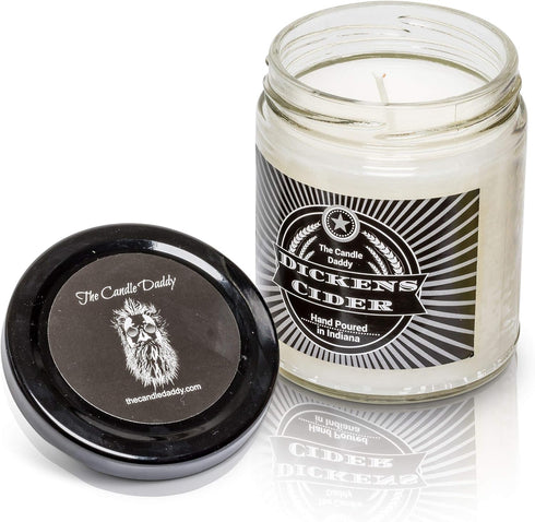 Dickens Cider - Funny Apple Bourbon Cider Scented Jar Candle, Fall, 6 Ounce, 40 Hour Burn