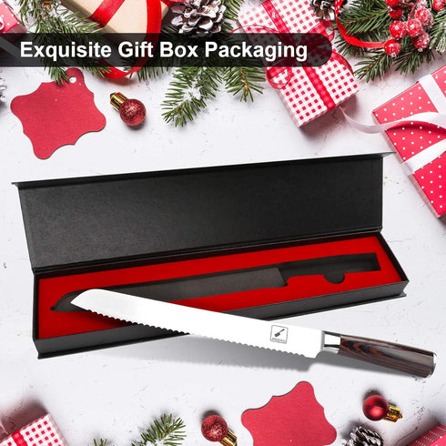 imarku 10-Inch Bread Knife - German High Carbon Stainless Steel Professional Grade Serrated Edge Cake Knife