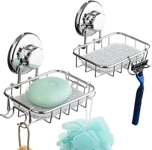 HASKO 2-Pack Suction Cup Soap Holder Bar Soap Dish for Shower with