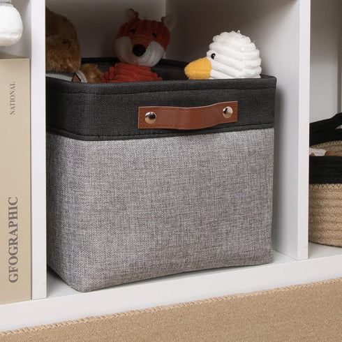 DULLEMELO Fabric Storage Basket for Organizing Clothes, Toys, Towels, Laundry, Nursery - Black & Gray