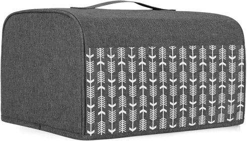 Yarwo 4 Slice Toaster Cover with Pockets, Nylon Fits Most Long Slot Toasters, Gray with Arrow