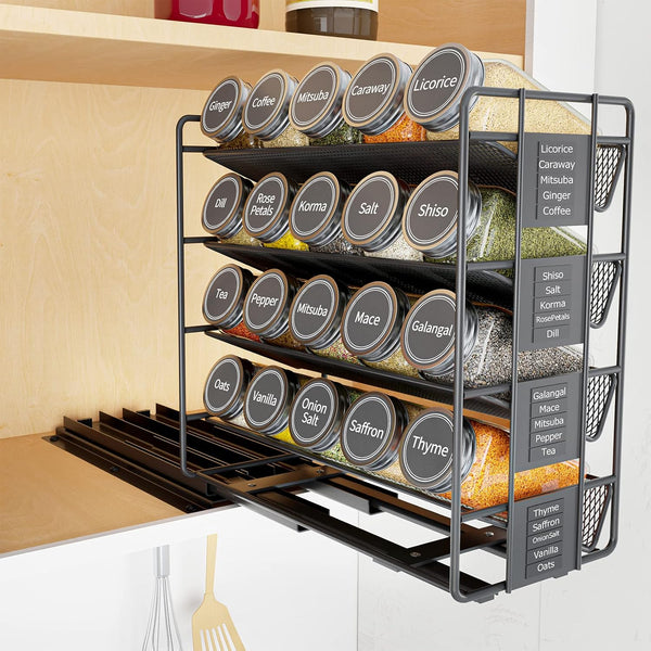 SpaceAid Pull Out Spice Rack Organizer with 20 Jars, Heavy Duty Slide