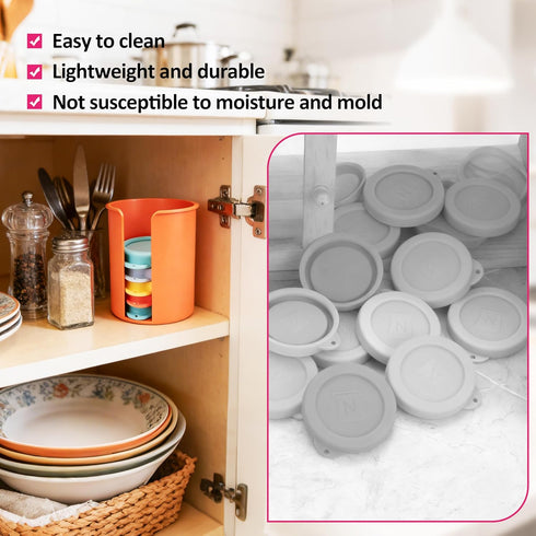 8 5oz Pcs Silicone Oui Yogurt Jar Lids with Jar Lid Organizer, Reusable Jar Covers, Replacement Lids, Perfect for Oui