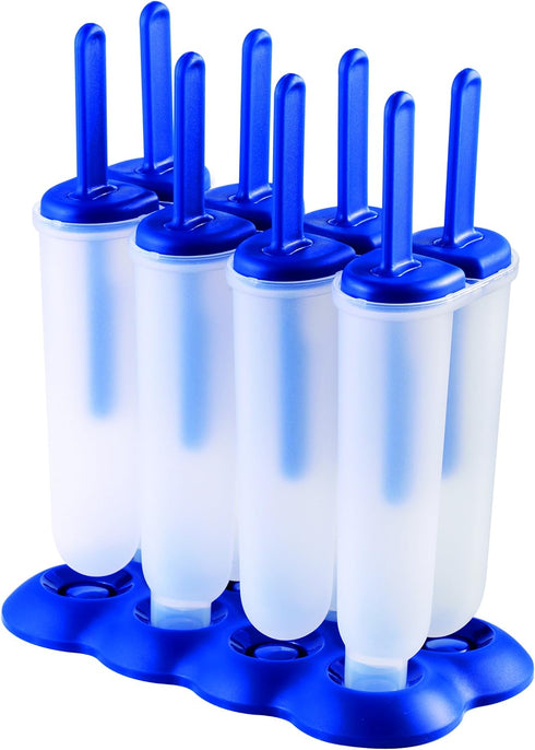 Tovolo Popsicle Molds with Sticks, Blue, 4-Pack, Twin Pops, Reusable Ice Pop Maker, Dishwasher Safe & BPA-Free