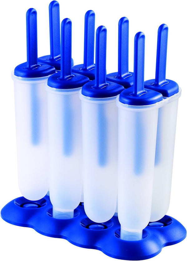 Tovolo Popsicle Molds with Sticks, Blue, 4-Pack, Twin Pops, Reusable Ice Pop Maker, Dishwasher Safe & BPA-Free