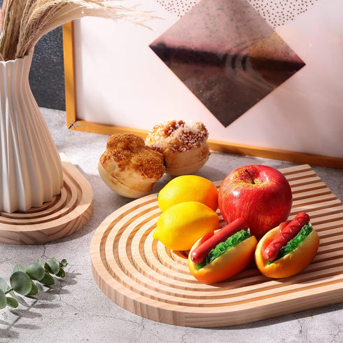 Pinkunn 2 Pcs Decorative Wooden Charcuterie Boards, Thicken Rainbow Shaped Wood Cutting Board, Kitchen Decor