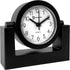 Timekeeper Small Desktop Swivel Clock - Battery Operated, 6.75" Wide x 2" Tall, Black Frame White Face