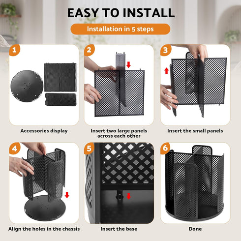 Rotating Paper Cup Dispenser, 4 Compartments, Removable Plastic Cup Storage & Lid Holder for Countertops