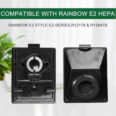 EZ SPARES 2pcs HEPA Filters Compatible with Rainbow E2 HEPA Style, Washable and Reusable for E2-Series