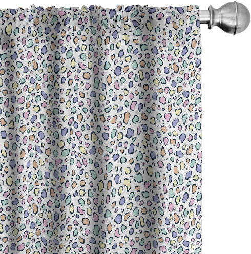 Ambesonne Leopard Print Curtains - Modernized Animal Skin Elements, 2 Panel Set for Living Room Bedroom, 28" x 63"
