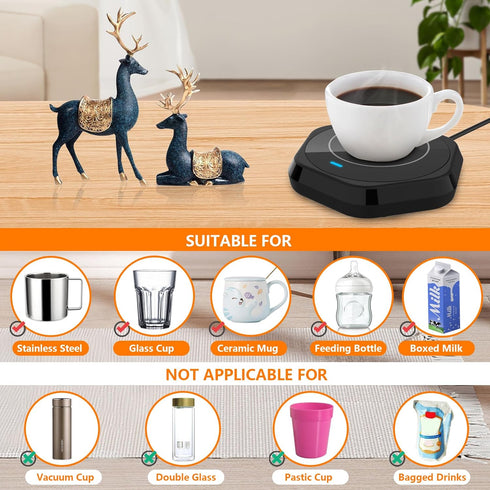 COFFEE MUG WARMER (R1 : Smart Beverage Heating Plate Candle Wax Cup Warmer Electric Thermostat Coaster for Hot Coffee