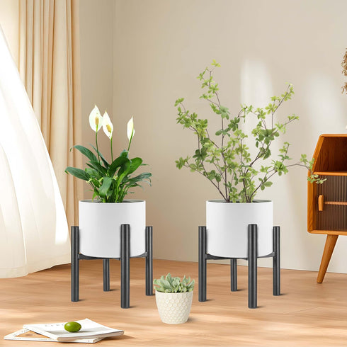 8 -13 Inch NSYOOMH Adjustable Metal Plant Stand Black, Fits Heavy Duty Flower Pots Holder - Floor Single Plant Stands