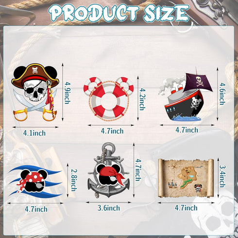 12 Pcs Cruise Door Magnet Stickers, Pirate Captain Mouse Sea Navigation Car Cruise Door Decorations Anchor Cruise Ship Holiday Decor for Carnival Cruise Refrigerator Door