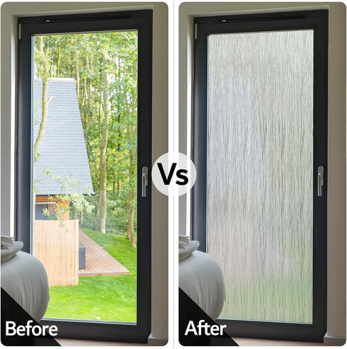VELIMAX Frosted Window Privacy Film Non-Adhesive Cling for Home - Clear Water Opaque Window Covering (17.7x78.7 inches)
