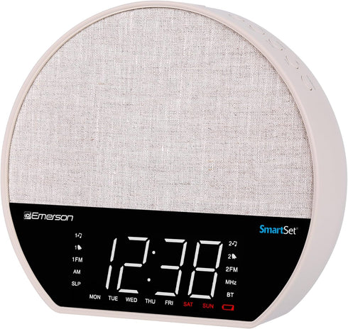 Emerson CKSS7071 Sunrise Smartset Alarm Clock Radio with 1.2" LED Display, White