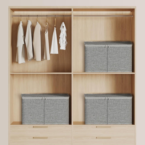 Large Clothes Storage Bins with Sturdy Frame, Foldable Organizer Box for Blankets, Seasonal Clothes, Comforter