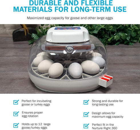 Incubator Warehouse 11 360 Egg Trays for Large (Goose/Turkey) Eggs - Durable Egg Tray for Nurture Right Egg Incubator
