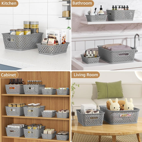 MaxGear 3 Packs Organization and Storage Bins, Plastic Storage Baskets with Handles for Home Organizing