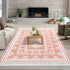 Pink Bohemian Area Rug 4x6, Machine Washable Non-Slip Stain Resistant Throw Carpet for Living Room Bedroom Decor