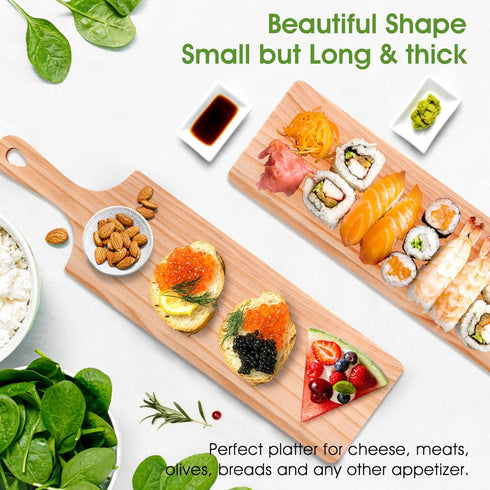 Small Rubber Wood Cutting Board with handle, 16" X 4.5" Long Wooden Charcuterie Board for Bread, Meat, Fruits, Cheese Serving. by LorisArm