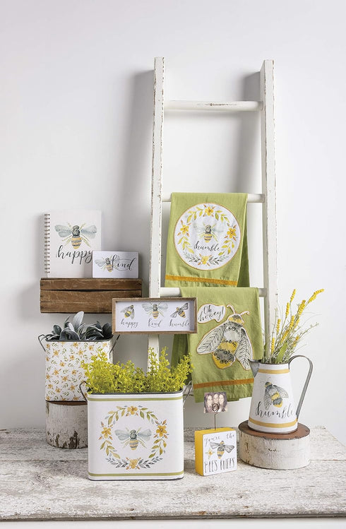 Primitives by Kathy Decorative Metal Pitcher, Medium, Happy Humble Design